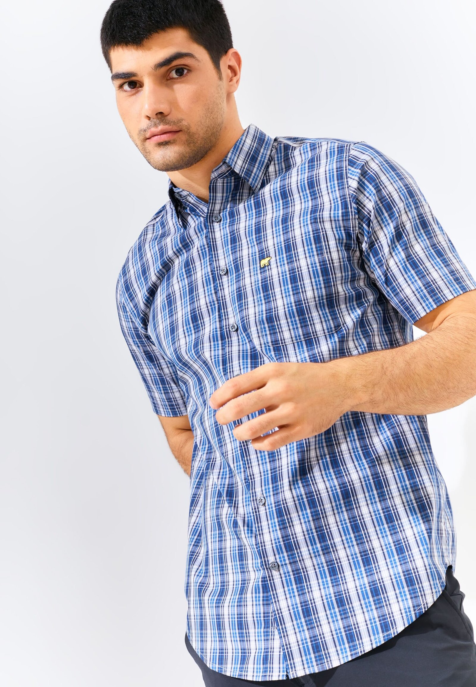 Jack Nicklaus Arturo Chelsea Plaid Short Sleeve Classic Navy - Image 2
