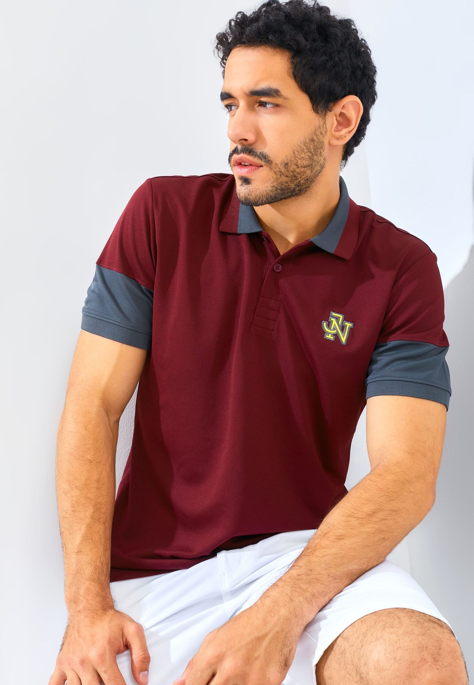 Jack Nicklaus Clark Polo Shirt Pria Slim Fit Burgundy - Image 2