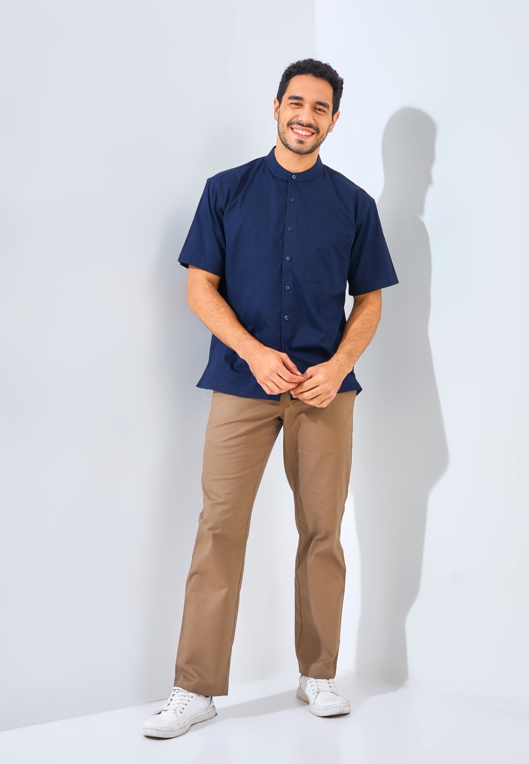 Jack Nicklaus Elite Kemeja Pria Lengan Pendek Slim Fit Navy - Image 4
