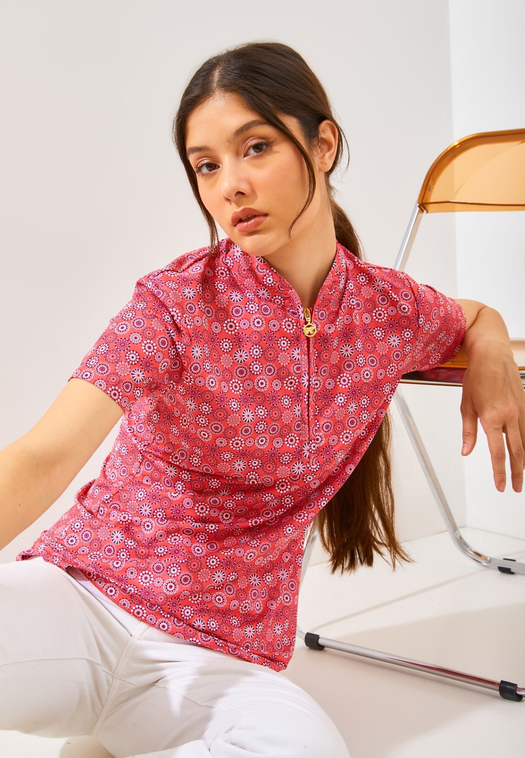 Jack Nicklaus Flavia Premium Solid Polo Sporting Coral - Image 6