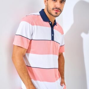 Jack Nicklaus Francofonte Premium Regatta Stripe Polo Sporting Coral