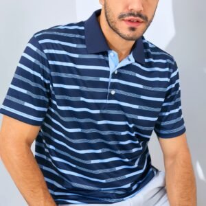 Jack Nicklaus Gangi Premium Regatta Stripe Polo Classic Navy