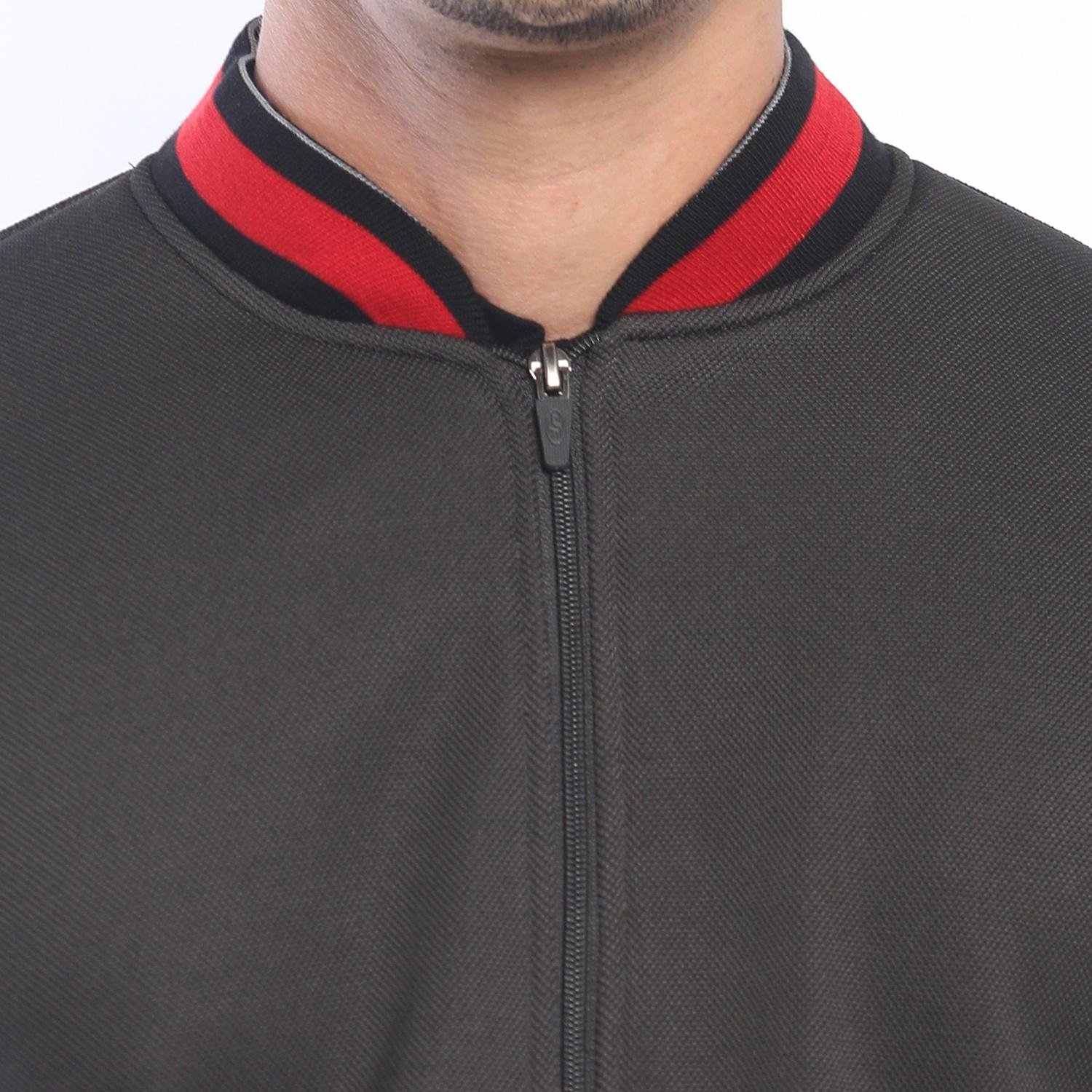 d&f Jaket Bomber Pria Contrast Collar - Abu Tua - Image 5