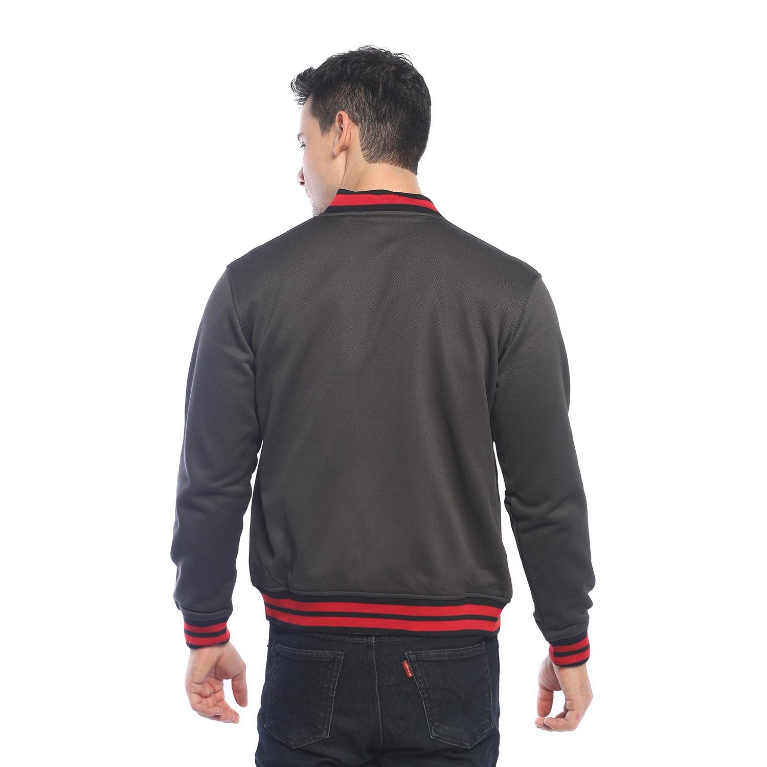 d&f Jaket Bomber Pria Contrast Collar - Abu Tua - Image 2