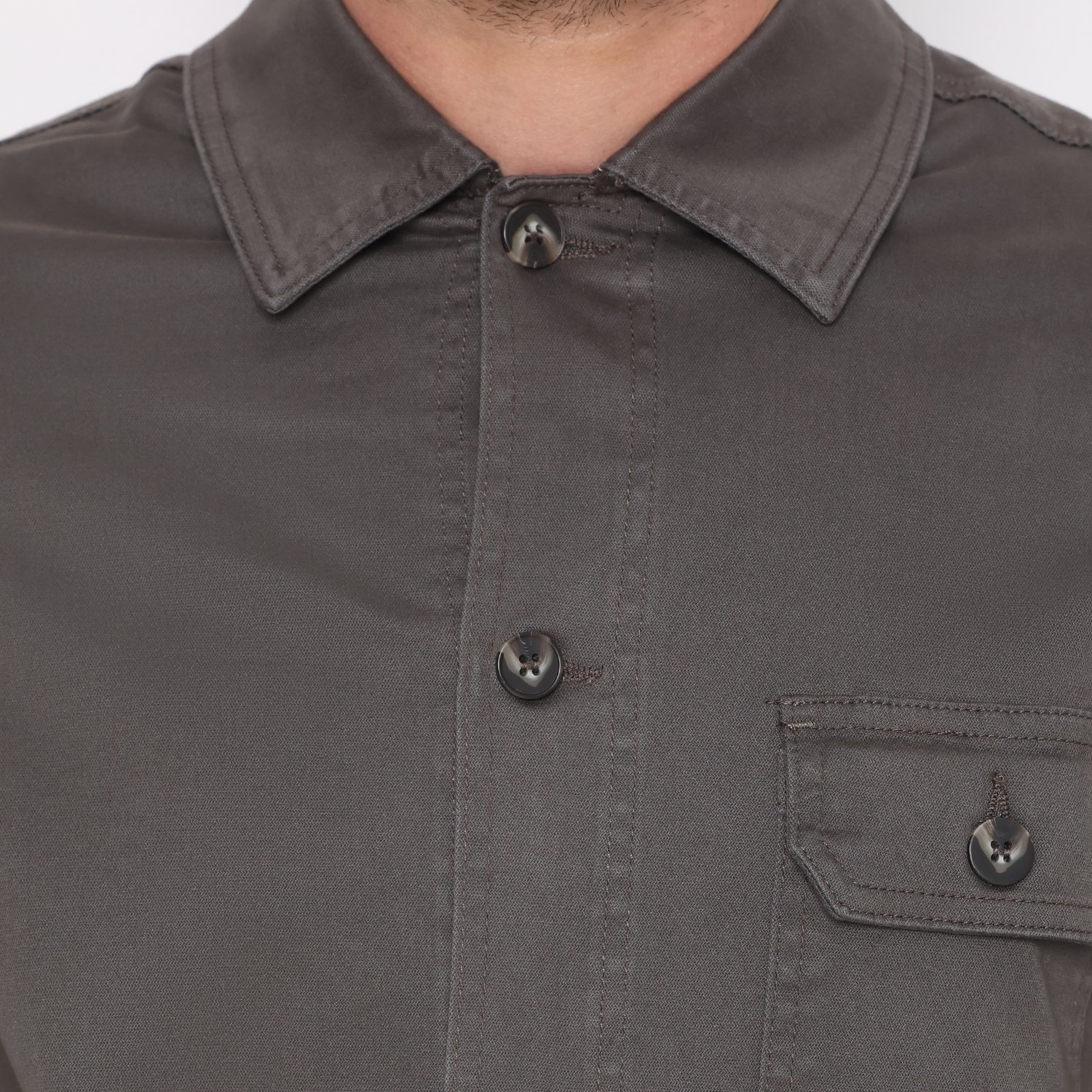 d&f Jaket Kemeja Kanvas - Stone - Image 5