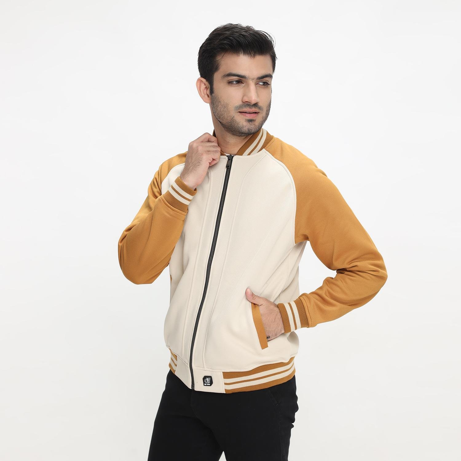 d&f CVC Jaket bomber pria - raglan cream - Image 2