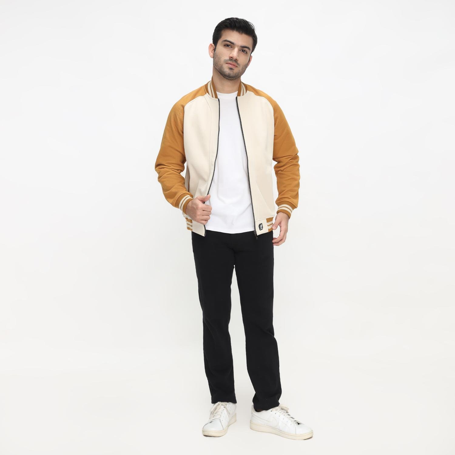 d&f CVC Jaket bomber pria - raglan cream - Image 5