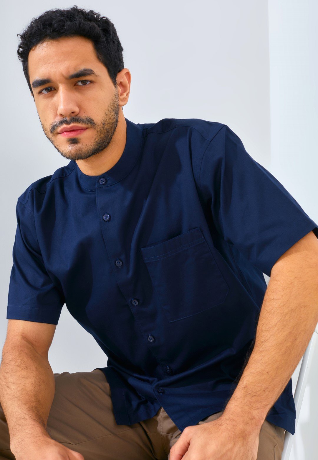 Jack Nicklaus Elite Kemeja Pria Lengan Pendek Slim Fit Navy - Image 6