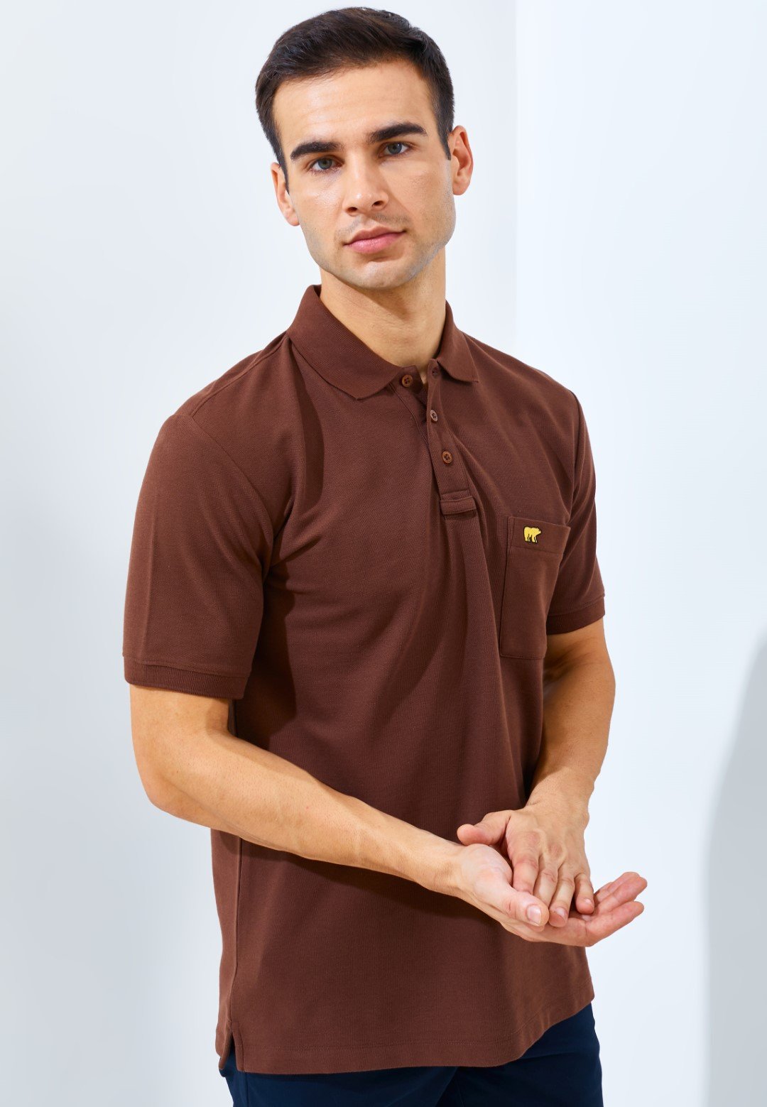 Jack Nicklaus Pollux Spring Polo Shirt Pria Regular Fit Dark Brown - Image 3
