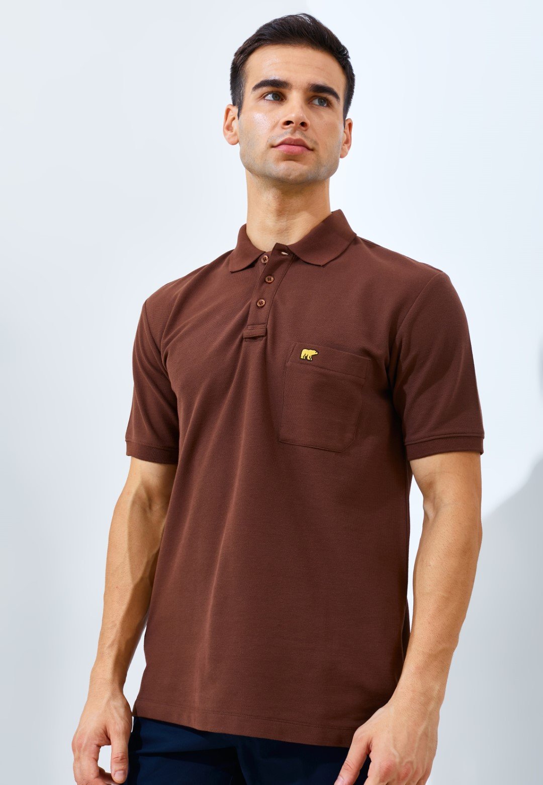 Jack Nicklaus Pollux Spring Polo Shirt Pria Regular Fit Dark Brown
