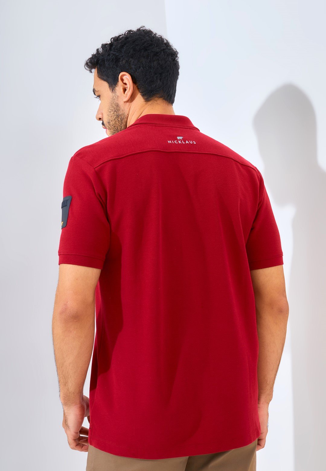 Jack Nicklaus Bariton Polo Shirt Pria Regular Fit Burgundy - Image 3