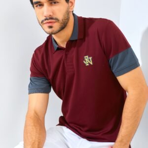 Jack Nicklaus Clark Polo Shirt Pria Slim Fit Burgundy