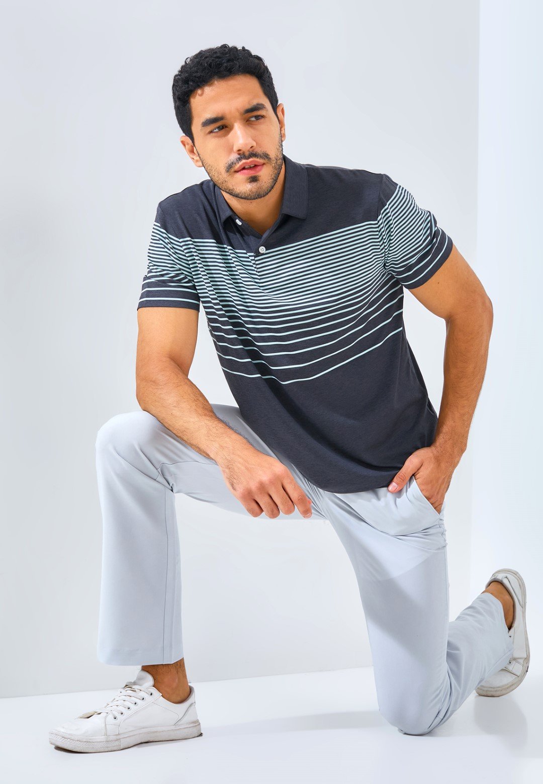 Jack Nicklaus Monreale Premium Fine Chest Stripe Polo Regular Fit Caviar - Image 5