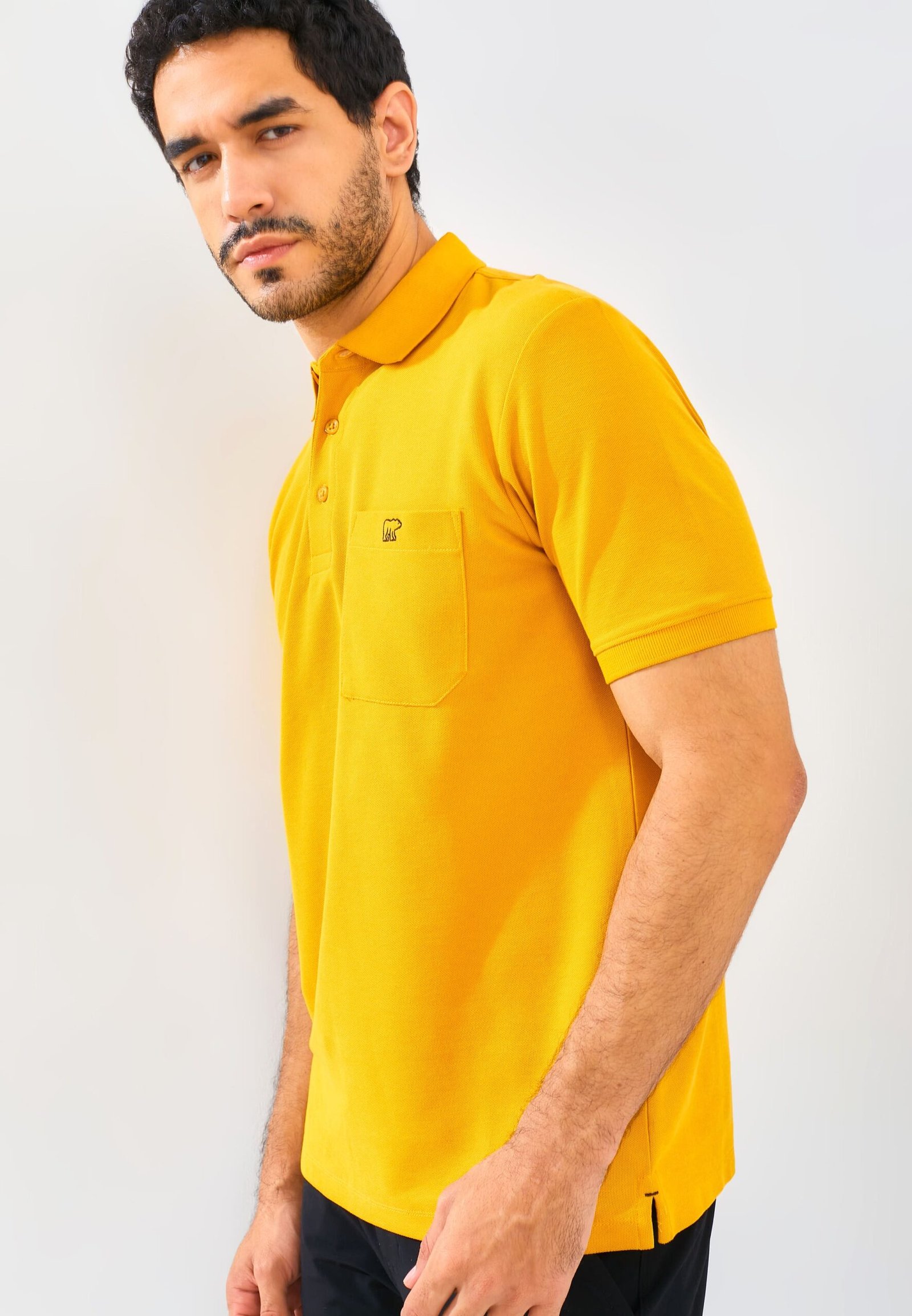 Jack Nicklaus Gallant Polo Shirt Pria Regular Fit Mustard - Image 5