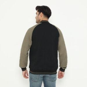 d&f Napoleon Jaket shoulder cut & sewn pria- Hitam mix olive