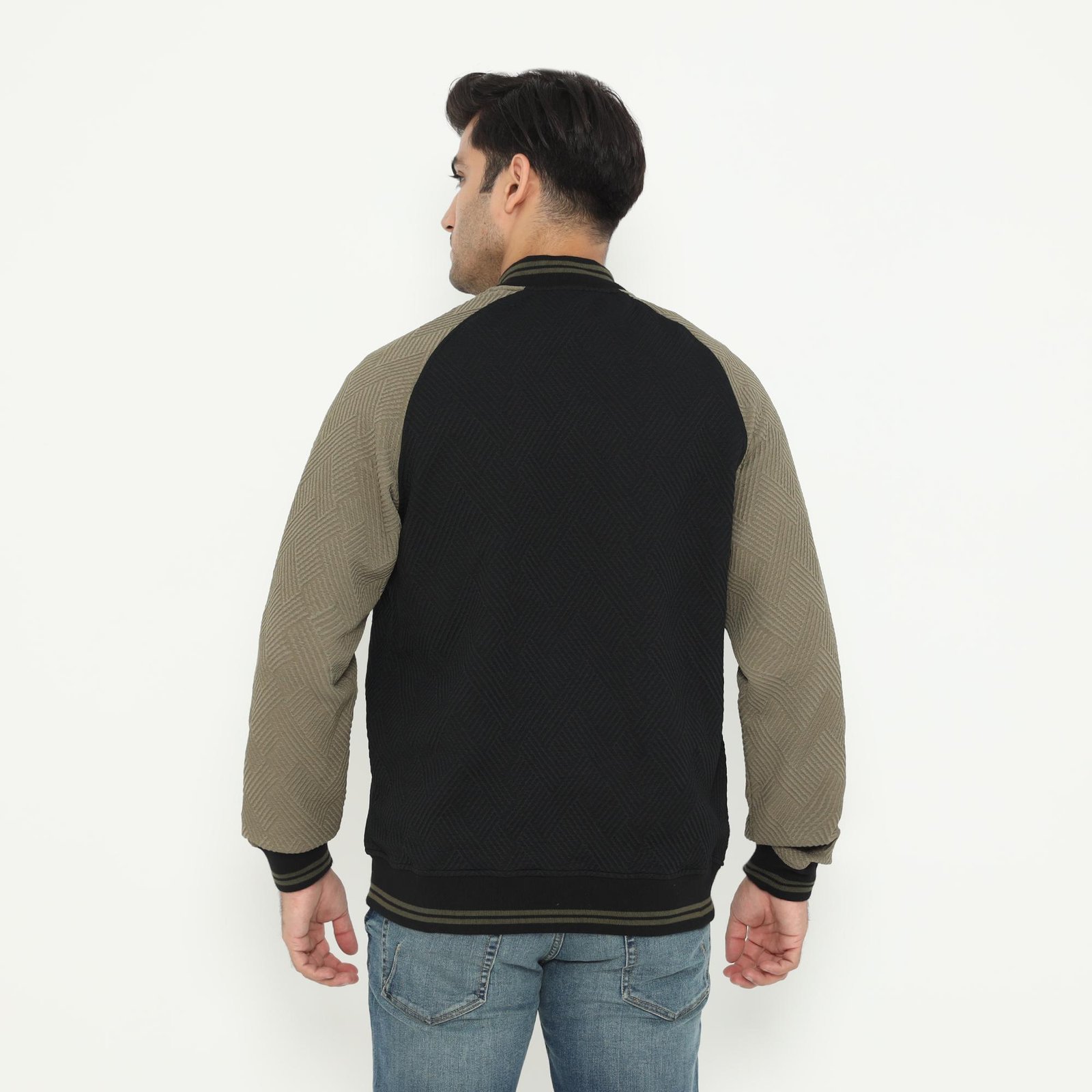 d&f Napoleon Jaket shoulder cut & sewn pria- Hitam mix olive - Image 3