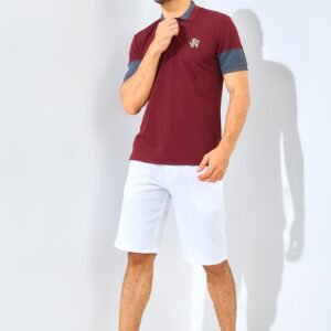 Jack Nicklaus Clark Polo Shirt Pria Slim Fit Burgundy