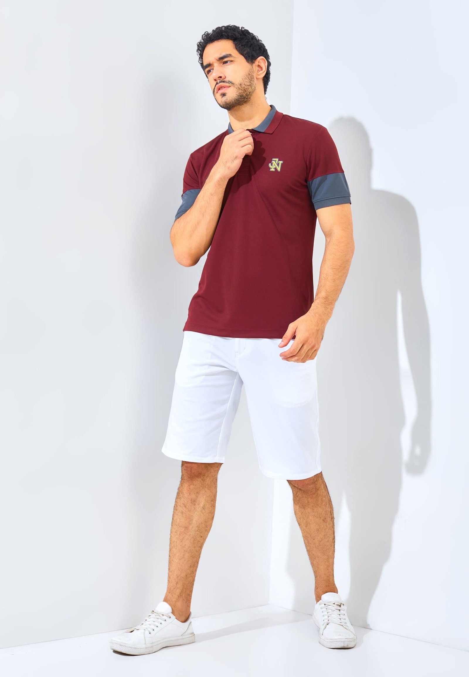 Jack Nicklaus Clark Polo Shirt Pria Slim Fit Burgundy - Image 6
