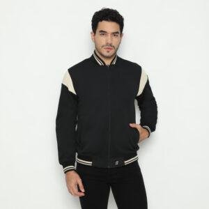 d&f CVC Jaket pria Bomber - hitam list cream