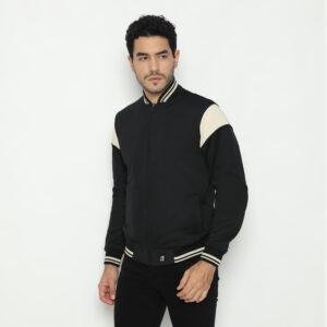 d&f CVC Jaket pria Bomber - hitam list cream