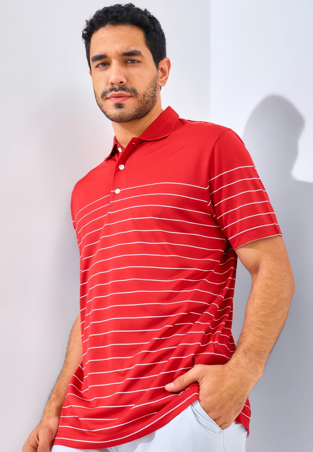 Jack Nicklaus Cefalu Premium Ombre Stripe Polo Chili Red