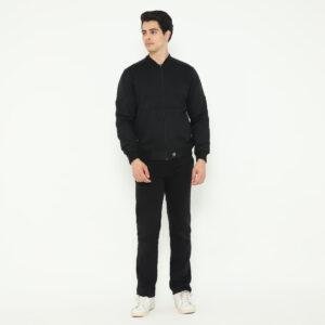 d&f Jaket pria bomber snap - Hitam