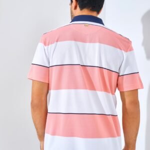 Jack Nicklaus Francofonte Premium Regatta Stripe Polo Sporting Coral