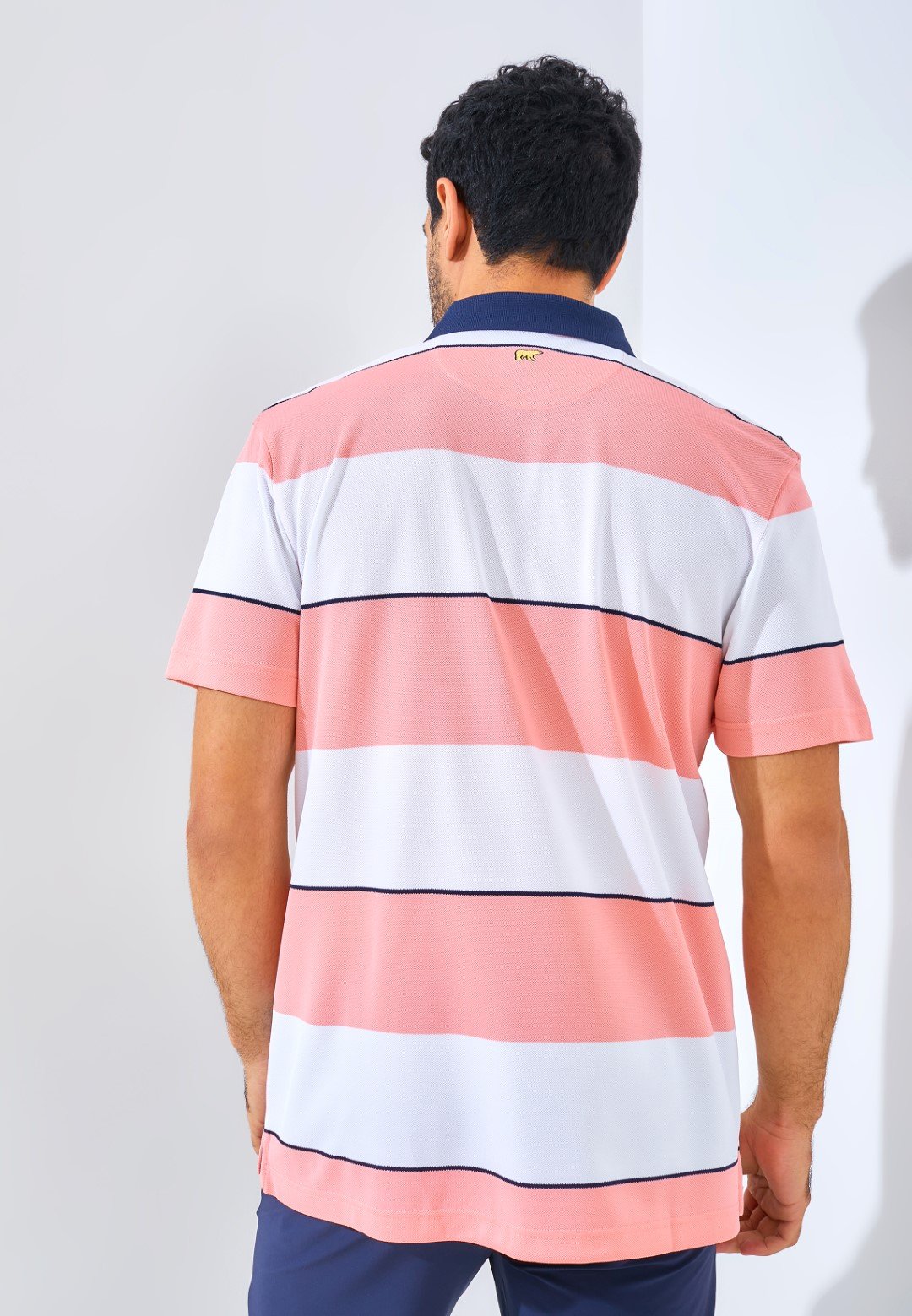 Jack Nicklaus Francofonte Premium Regatta Stripe Polo Sporting Coral - Image 3