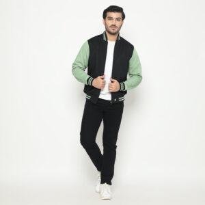 d&f Jaket Bomber Pria - Hitam Hijau Mint
