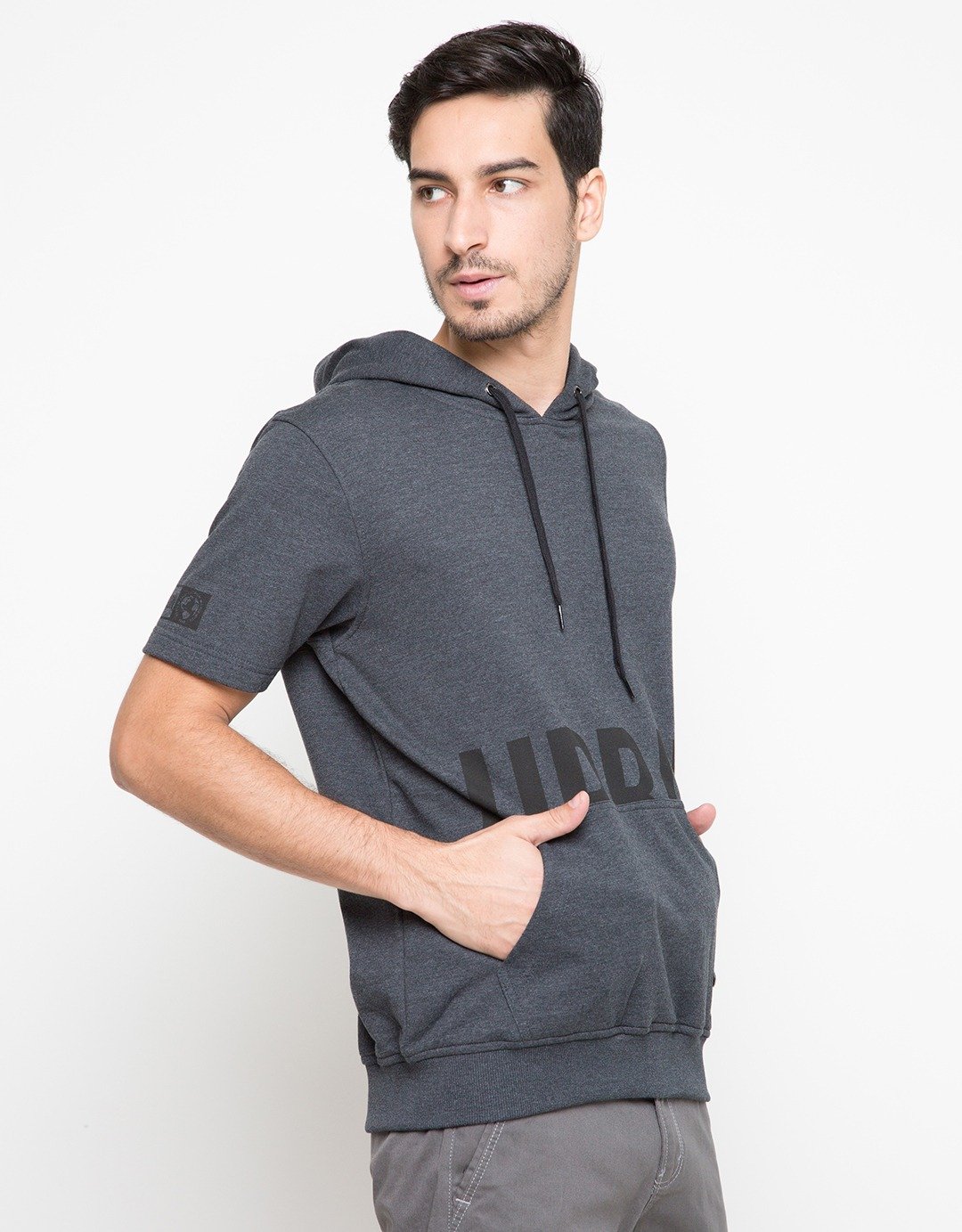 d&f Sweatshirt Hoodie Lengan Pendek Urban - Grey - Image 4