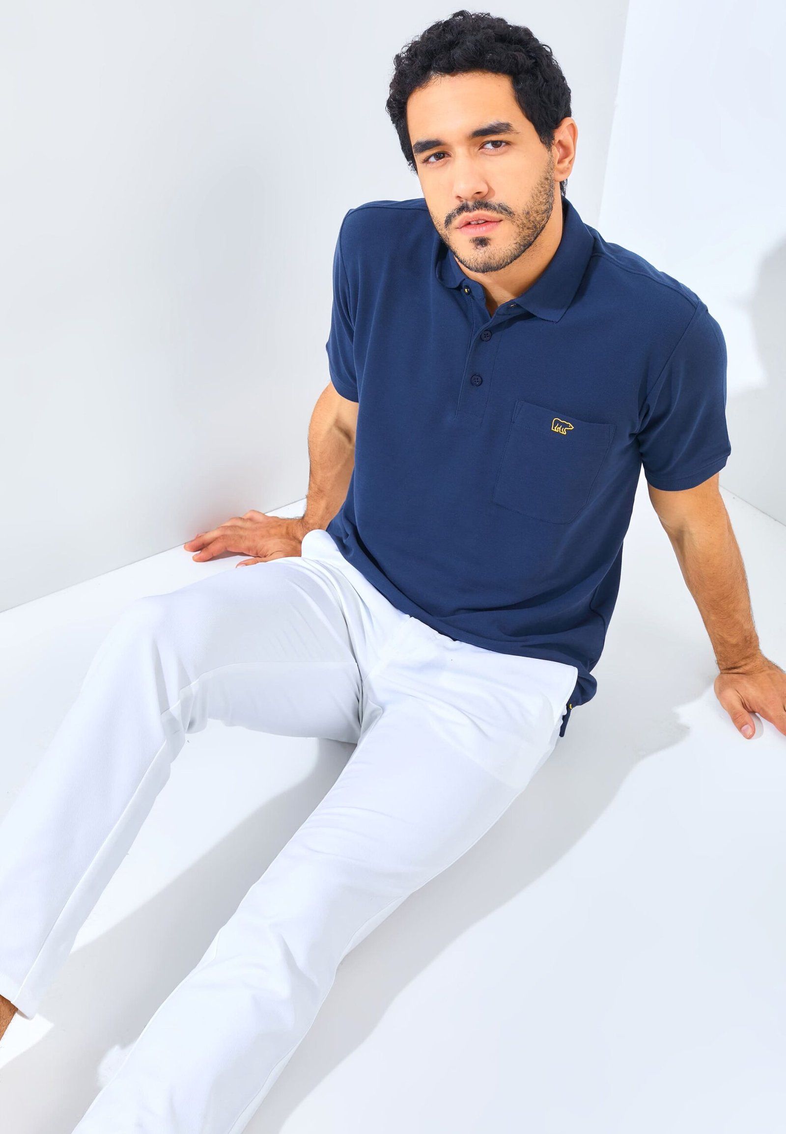 Jack Nicklaus Gallant Polo Shirt Pria Regular Fit Navy - Image 4