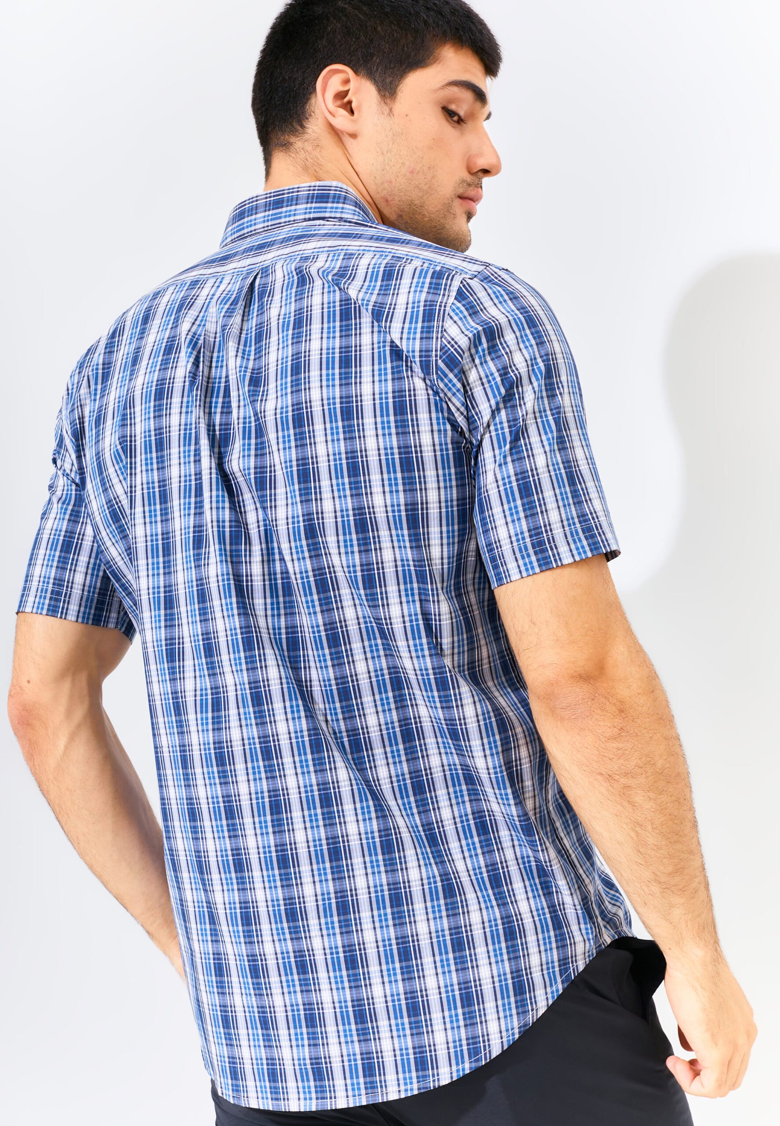 Jack Nicklaus Arturo Chelsea Plaid Short Sleeve Classic Navy - Image 5