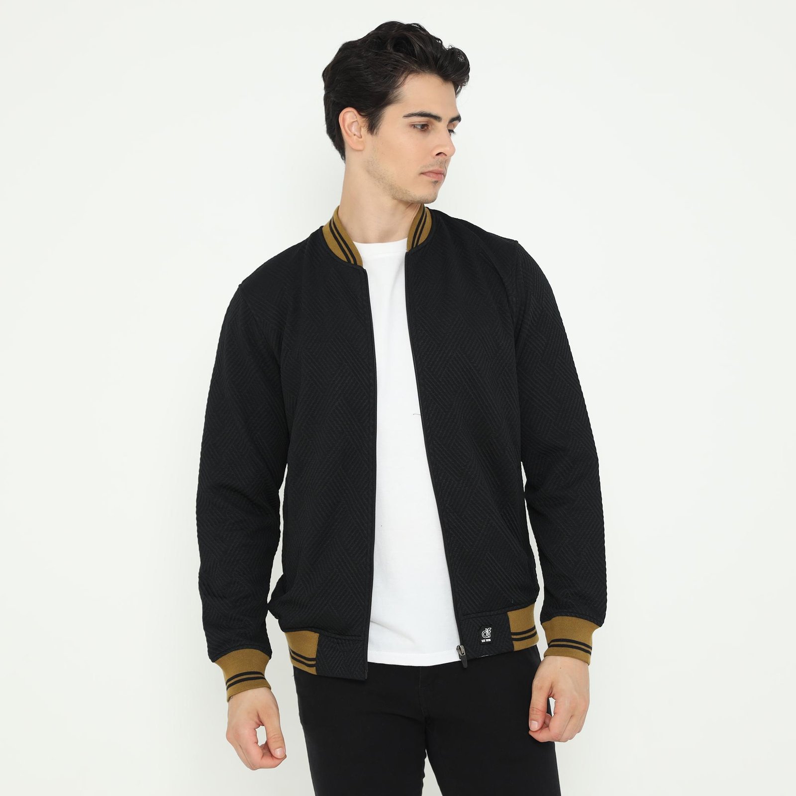 d&f Napoleon Jaket shoulder cut & sewn pria- Hitam