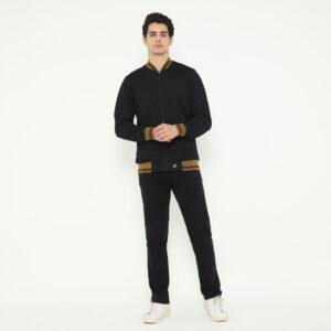 d&f Napoleon Jaket shoulder cut & sewn pria- Hitam