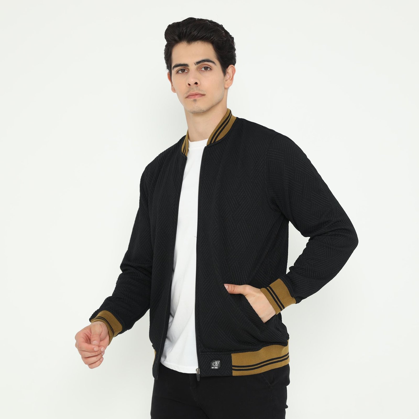 d&f Napoleon Jaket shoulder cut & sewn pria- Hitam - Image 2