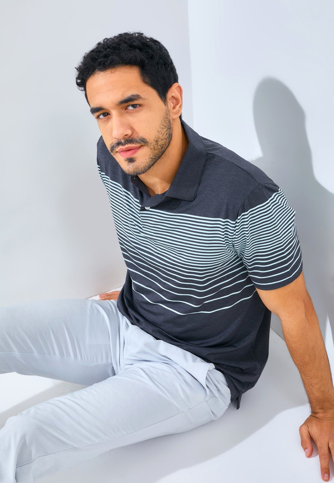 Jack Nicklaus Monreale Premium Fine Chest Stripe Polo Regular Fit Caviar - Image 6