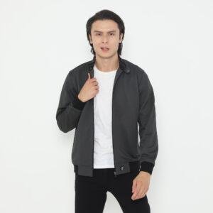 d&f Jaket Biker pria - abu tua tipis 2