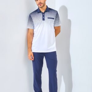 Jack Nicklaus Messina Premium Geometric Fade Print Polo Regular Fit Classic Navy