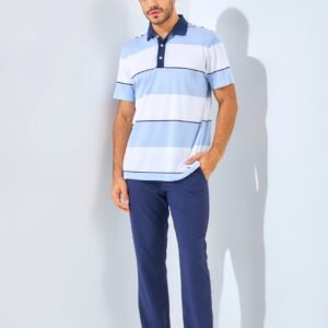 Jack Nicklaus Francofonte Premium Regatta Stripe Polo Blue Robin