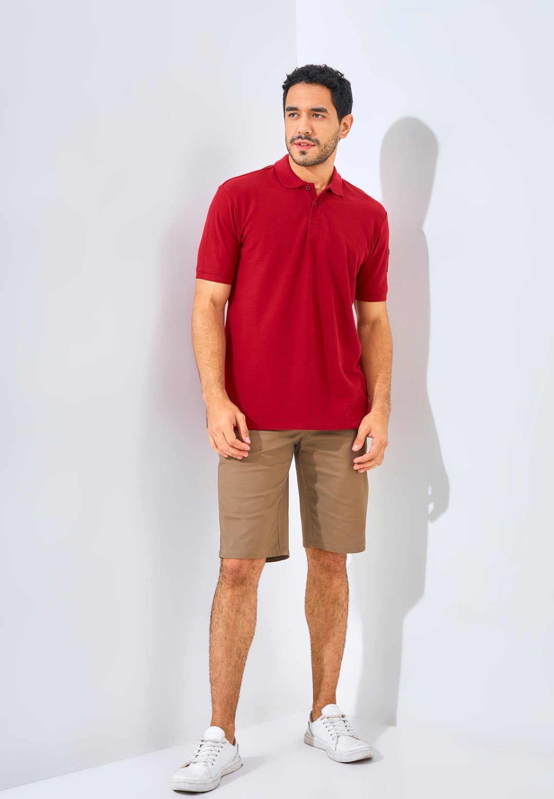 Jack Nicklaus Bariton Polo Shirt Pria Regular Fit Burgundy - Image 4