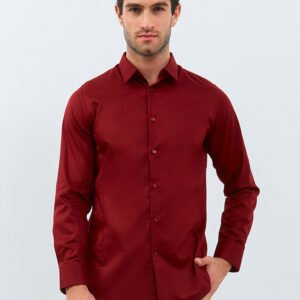 Jobb Calvington Kemeja Pria Lengan Panjang Slim Fit Wine
