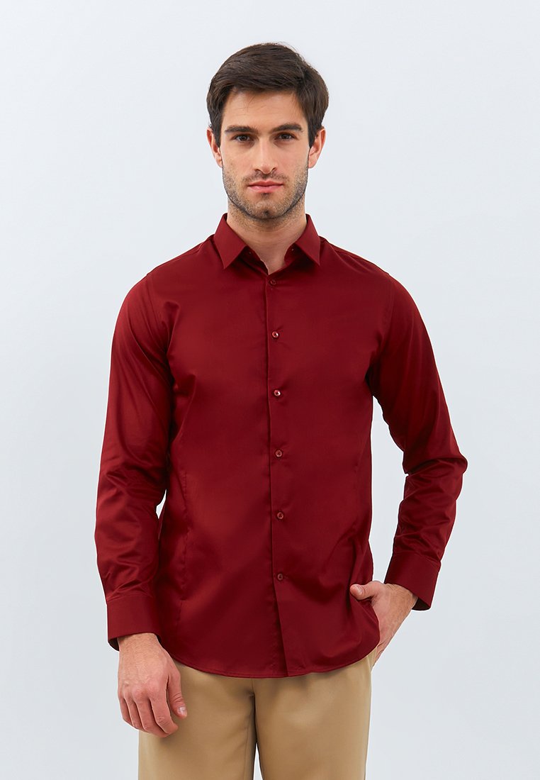 Jobb Calvington Kemeja Pria Lengan Panjang Slim Fit Wine