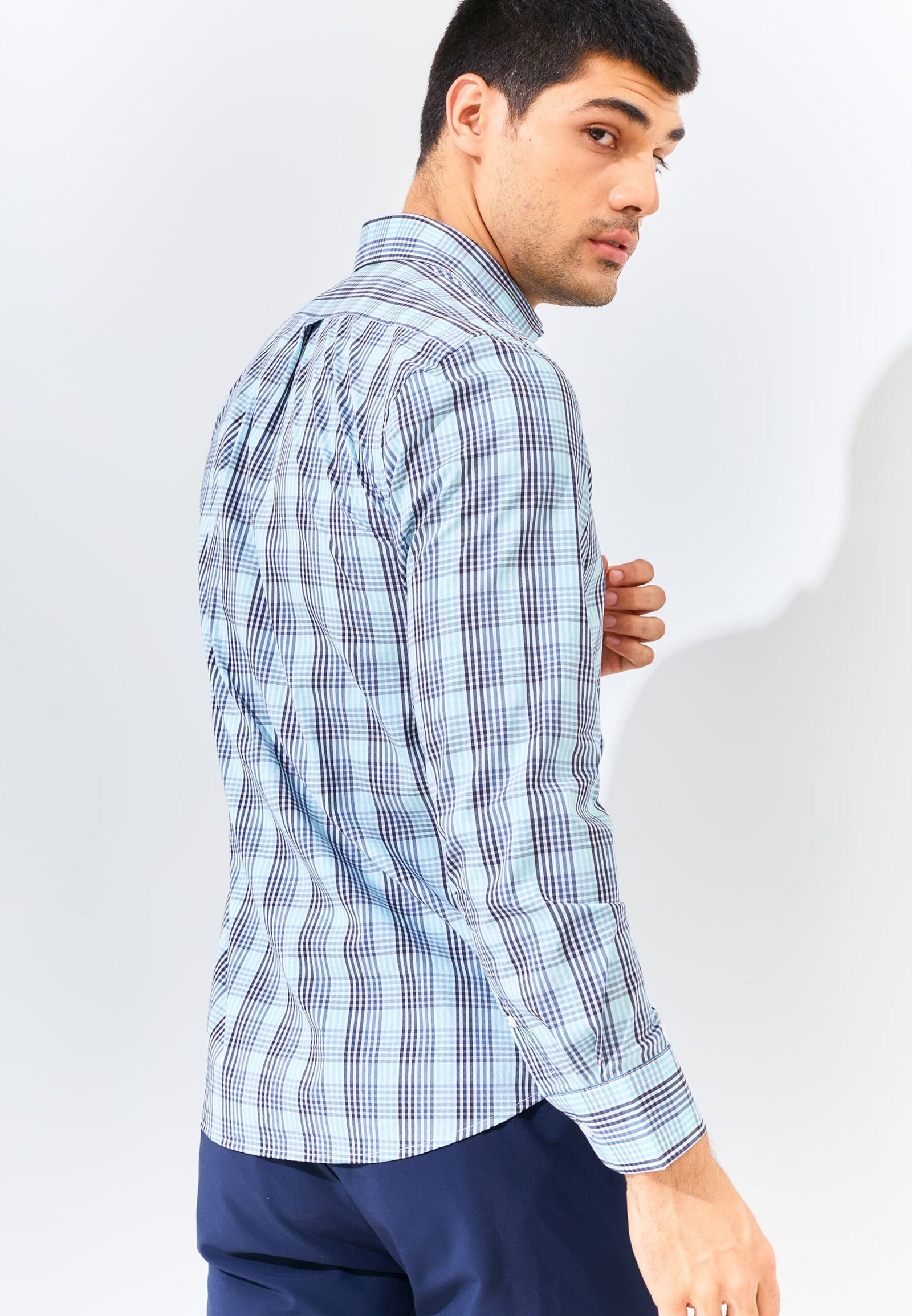 Jack Nicklaus Fraser Knightsbridge Large Check Long Sleeve Sea Foam - Image 4