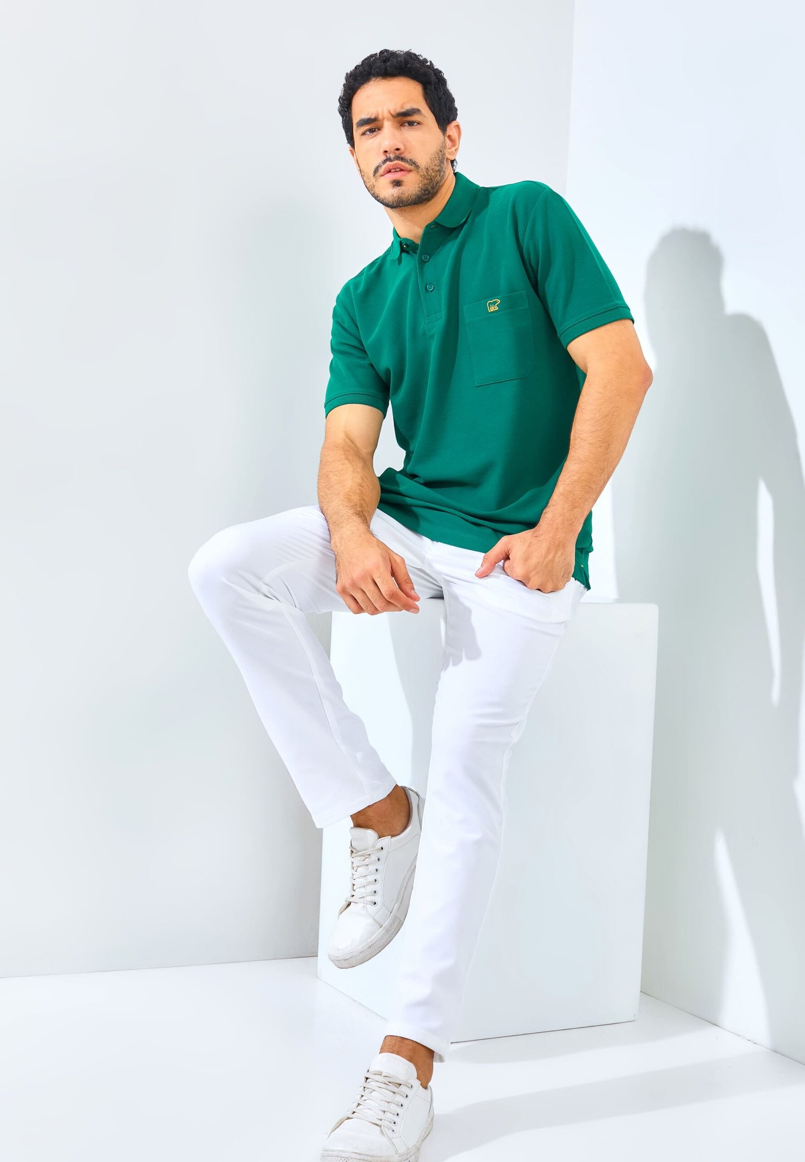 Jack Nicklaus Gallant Polo Shirt Pria Regular Fit Evergreen - Image 4