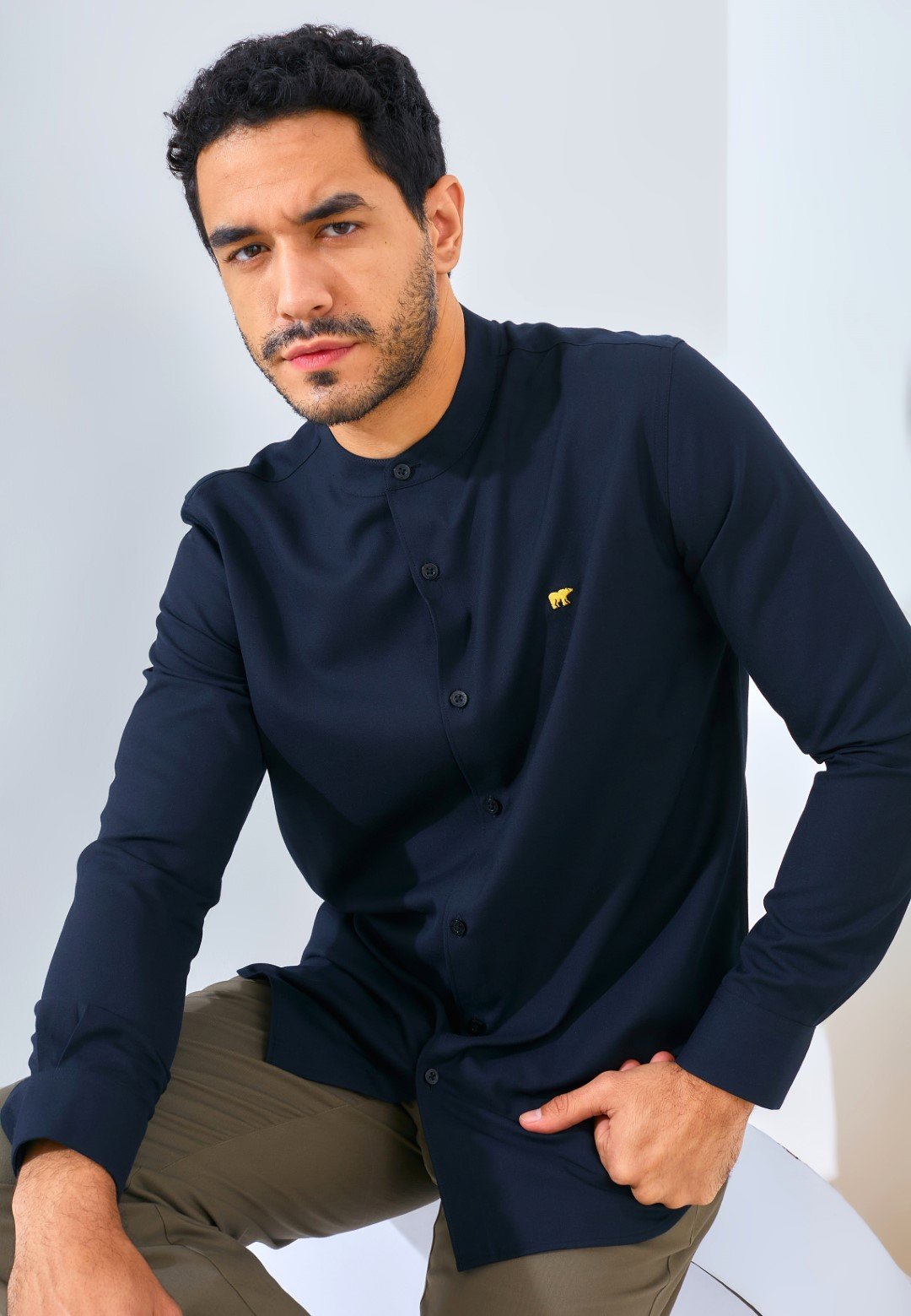 Jack Nicklaus Majestica Kemeja Pria Lengan Panjang Slim Fit Black - Image 6