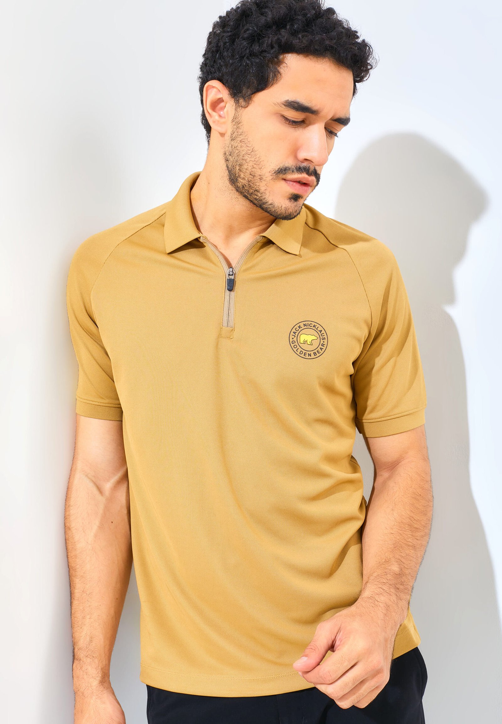 Jack Nicklaus Ferris Polo Shirt Pria Slim Fit Khaki - Image 2