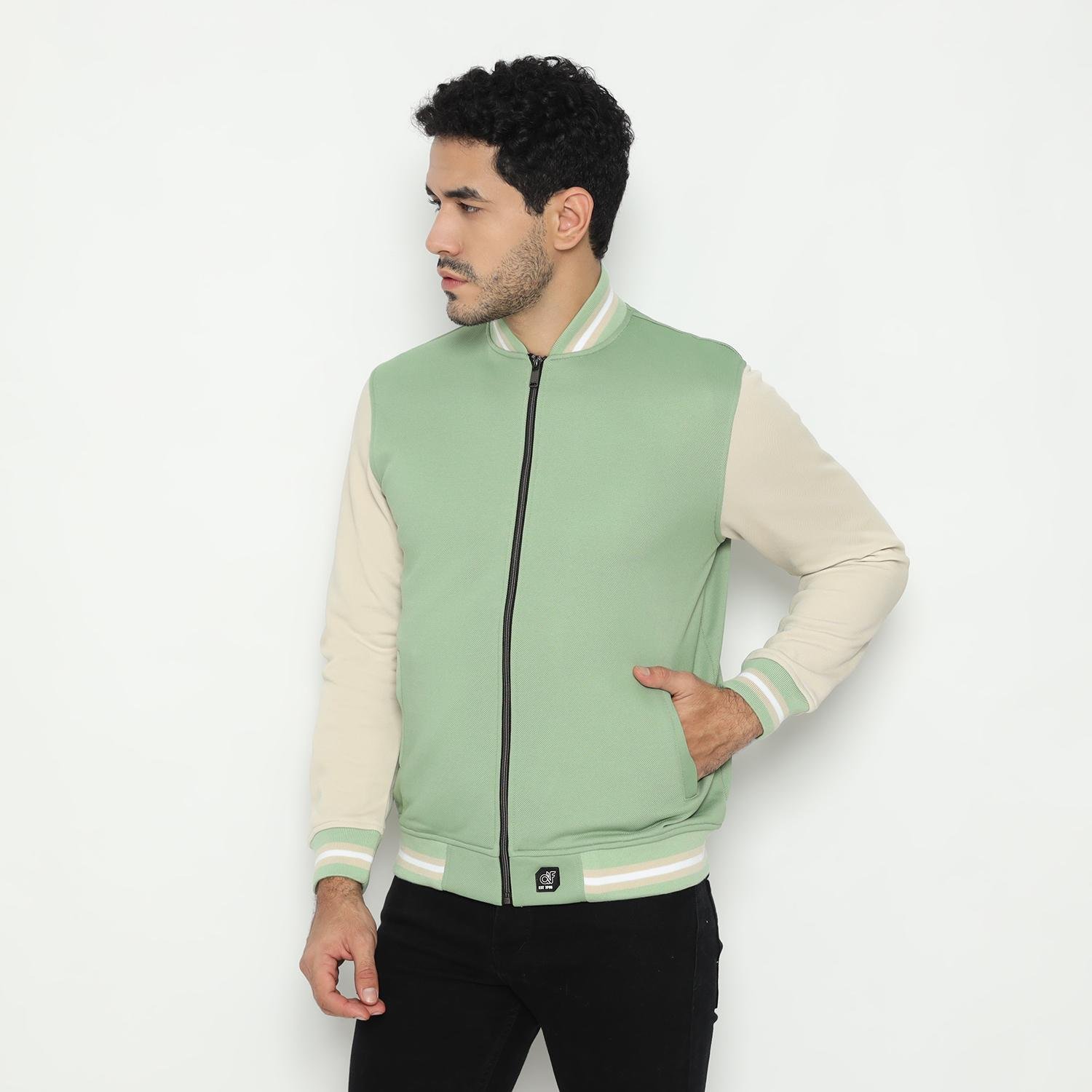 d&f CVC Jaket bomber pria - Hijau mint cream - Image 2