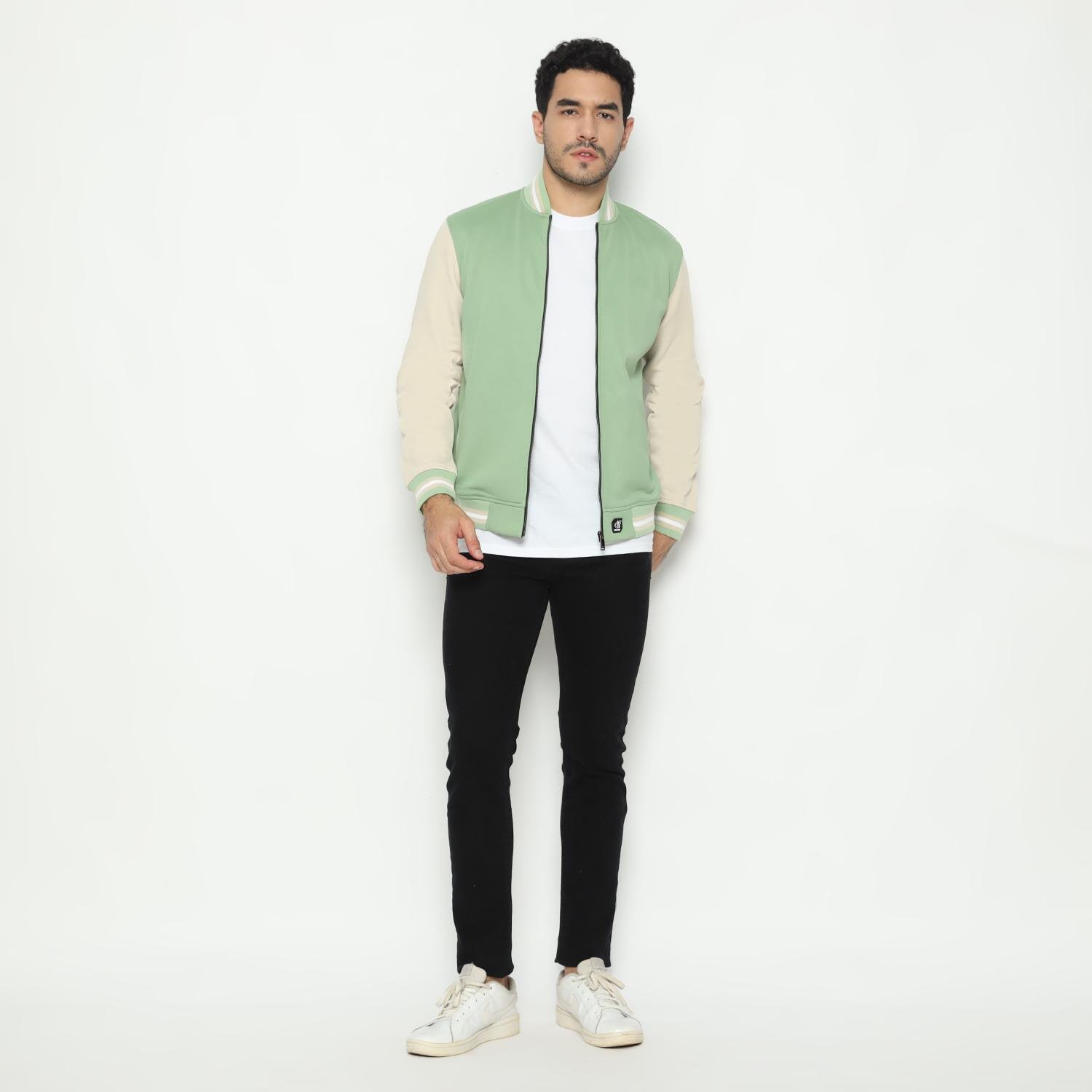d&f CVC Jaket bomber pria - Hijau mint cream - Image 5