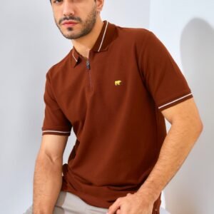 Jack Nicklaus Opera Polo Shirt Pria Regular Fit Dark Brown