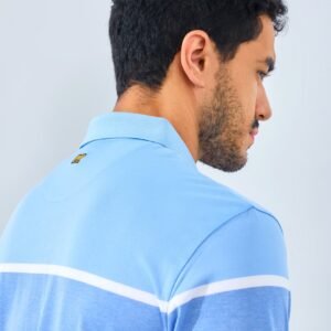 Jack Nicklaus Etna Premium Tonal Heather Stripe Polo Blue Robin
